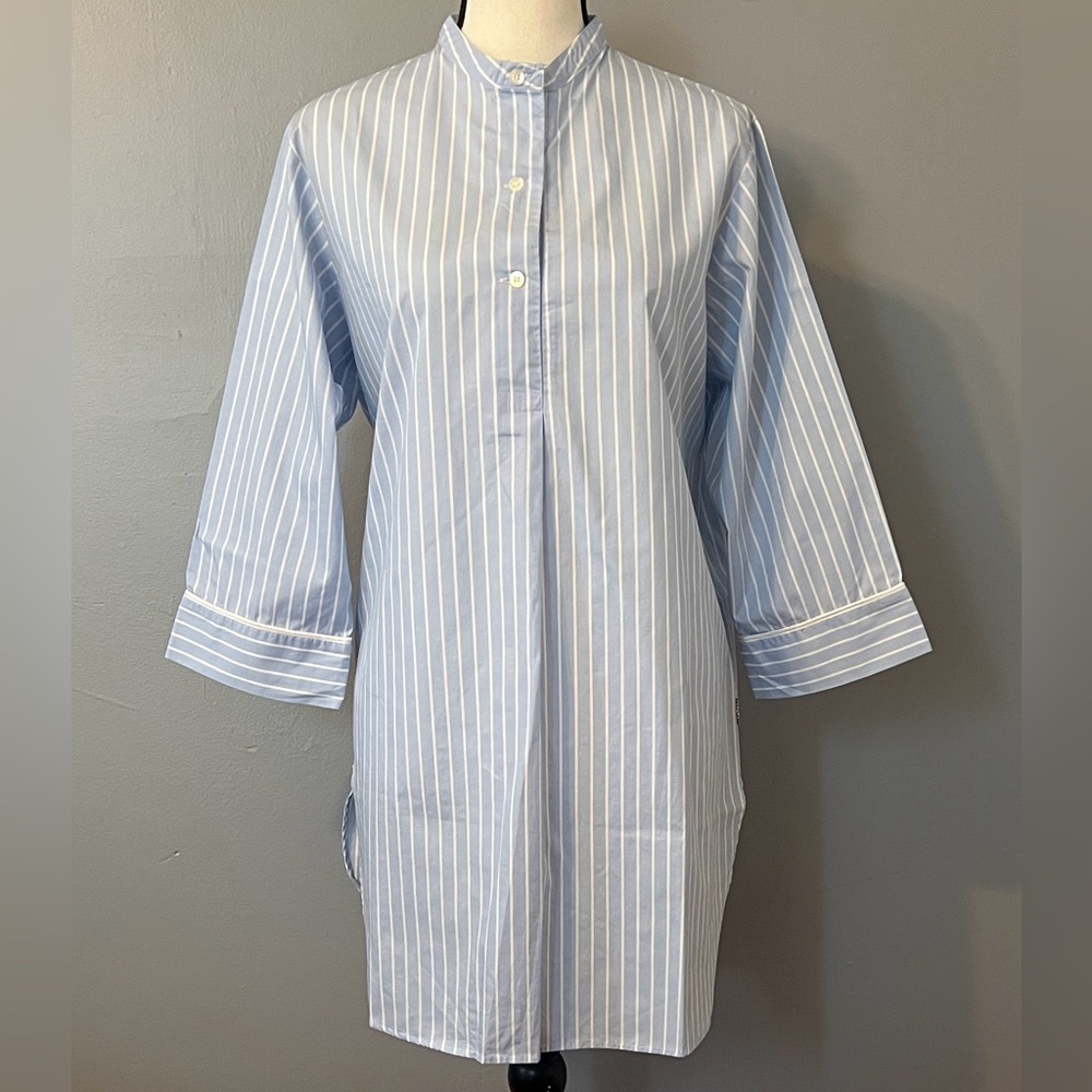 Burberry Light Blue and White Striped Shirt